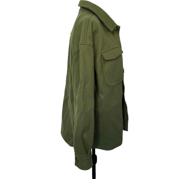 Avec Les‎ Filles Coat Shacket Military Olive Green Size M - Picture 3 of 6